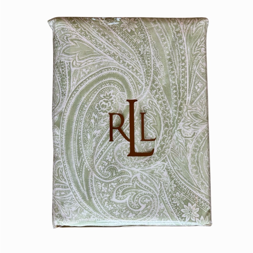 Lauren Ralph Lauren Paisley Green Tablecloth 60 in X 84 in Cotton New Open Pack